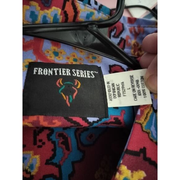 3504A) Frontier Series Multicolor Southwest Tribal Shacket Top Large - Picture 6 of 7